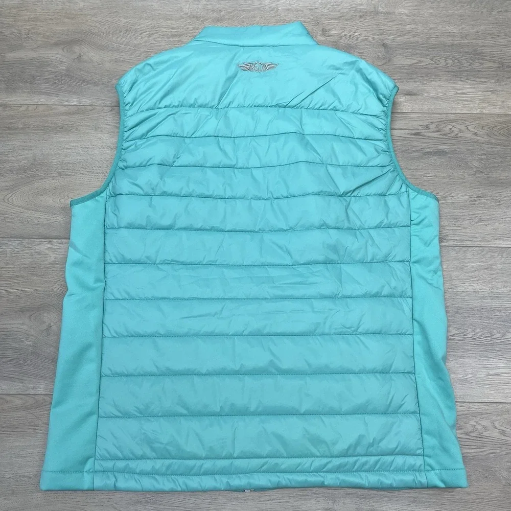 NWI Straight Down Alpha Vest Blue Teal Men Sz XL MARK STAIN Golf Puffer